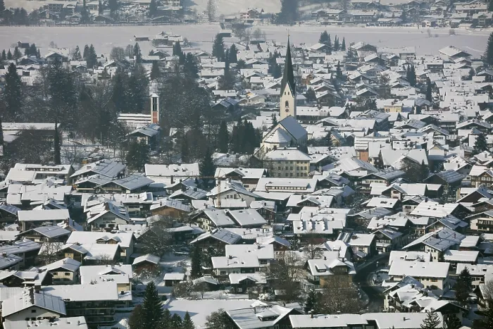 Framed Print : Oberstdorf Townscape in Winter Print, Allgau Alps, Germany Framed Print : Oberstdorf Townscape in Winter Print, Allgau Alps, Germany