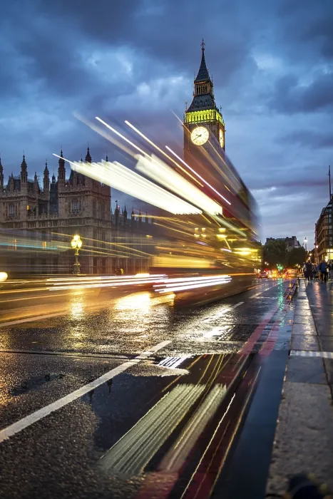 Framed Print : Traces of Light, London Evening Print Framed Print : Traces of Light, London Evening Print
