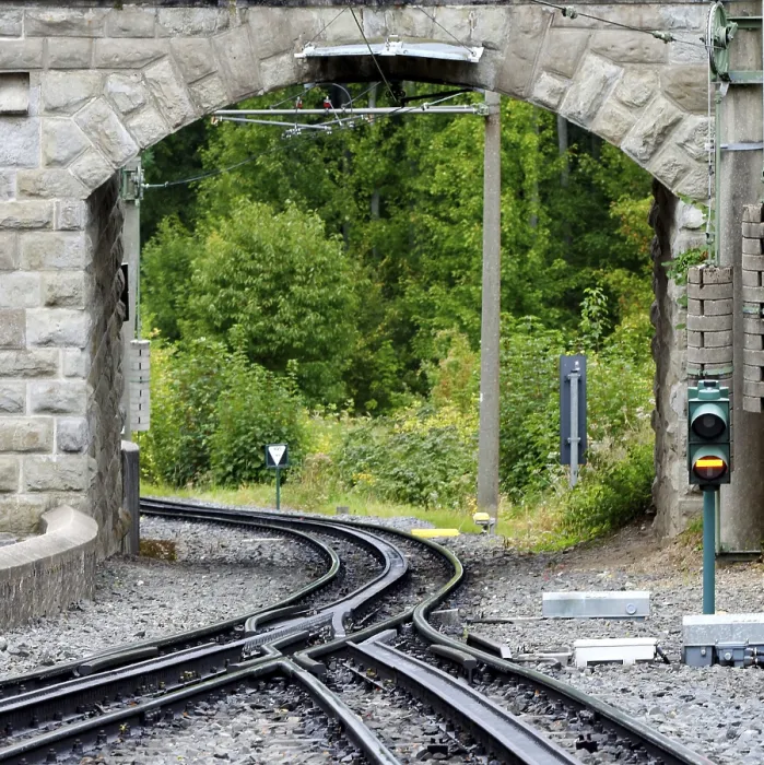 Framed Print : Rack Railway Track Section Print with Switch and Signalling System Framed Print : Rack Railway Track Section Print with Switch and Signalling System