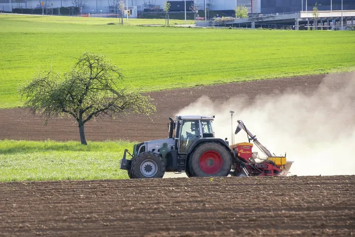 Framed Print : Tractor with seed drill in spring print, Baden-Wurttemberg, Germany Framed Print : Tractor with seed drill in spring print, Baden-Wurttemberg, Germany