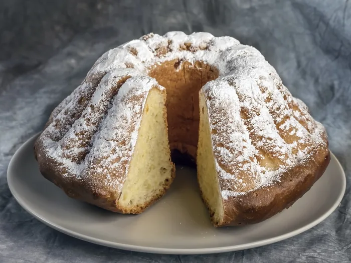 Framed Print : Traditional Easter Cake Print over Gray Background