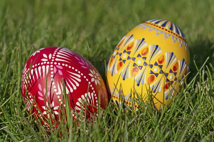 Framed Print : Hand-painted Easter Eggs in the Grass Print Framed Print : Hand-painted Easter Eggs in the Grass Print