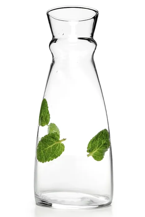 Framed Print : Empty Transparent Jug with Mint Leaf Print Framed Print : Empty Transparent Jug with Mint Leaf Print