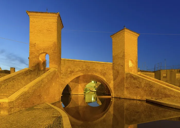 Framed Print : Trepponti Bridge Print, Comacchio Evening Scene, Italy Framed Print : Trepponti Bridge Print, Comacchio Evening Scene, Italy