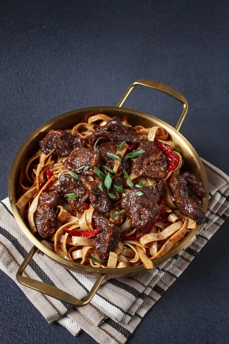 Framed Print : Udon Noodles with Mongolian Beef Print Framed Print : Udon Noodles with Mongolian Beef Print