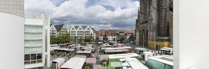 Framed Print : Ulm's Munsterplatz Weekly Market Print, Germany Framed Print : Ulm's Munsterplatz Weekly Market Print, Germany