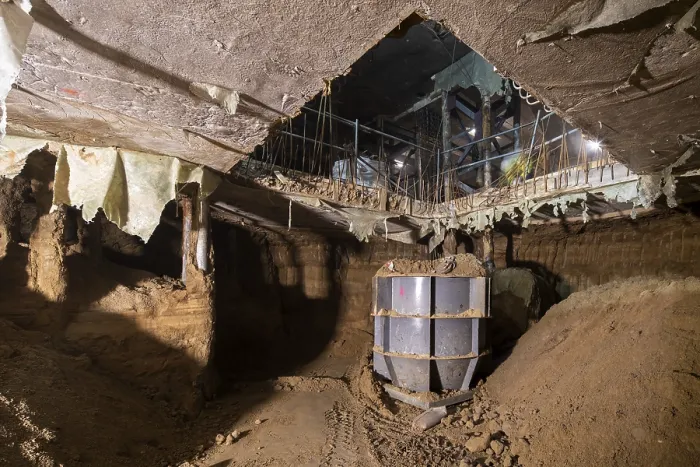 Framed Print : Construction Site Print: Exposed Soil and Metal Supports Framed Print : Construction Site Print: Exposed Soil and Metal Supports