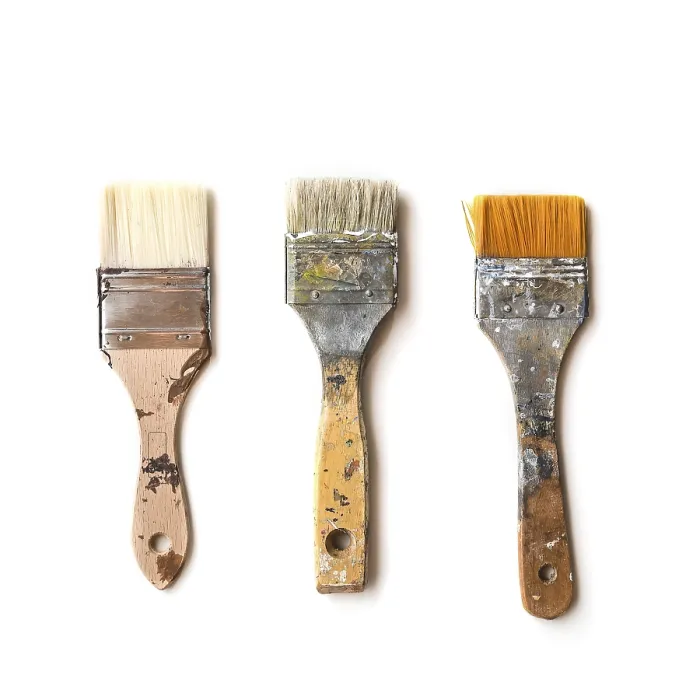 Framed Print : Three Flat Brushes Print - Paint and Coating Tools Framed Print : Three Flat Brushes Print - Paint and Coating Tools