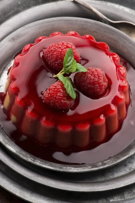 Framed Print : Vanilla Pudding Print with Raspberry and Sauce Framed Print : Vanilla Pudding Print with Raspberry and Sauce