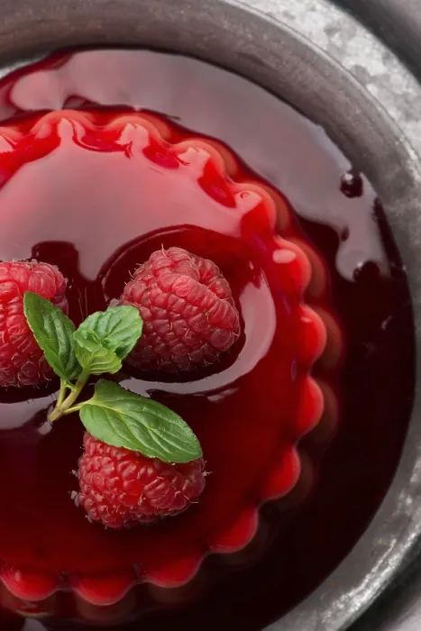 Framed Print : Vanilla Pudding Print with Raspberry and Sauce Framed Print : Vanilla Pudding Print with Raspberry and Sauce