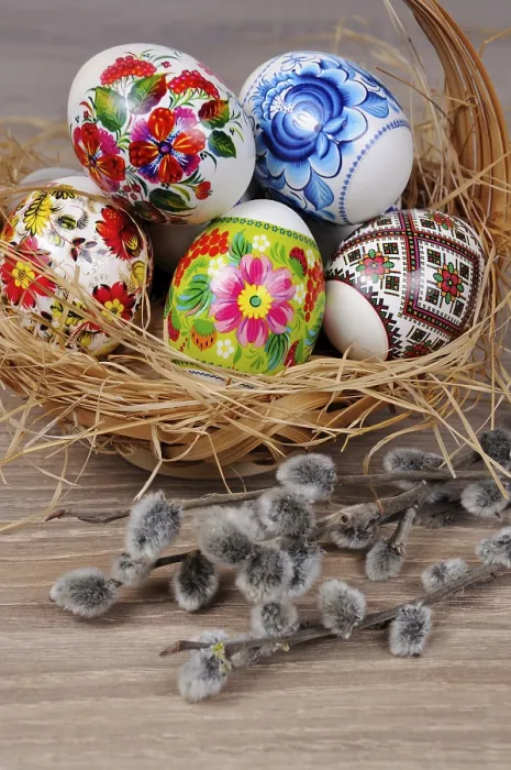 Framed Print : Colorful Easter Eggs in a Willow Basket Print Framed Print : Colorful Easter Eggs in a Willow Basket Print
