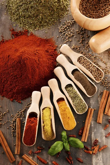 Framed Print : Variety of Spices on Kitchen Table Print Framed Print : Variety of Spices on Kitchen Table Print