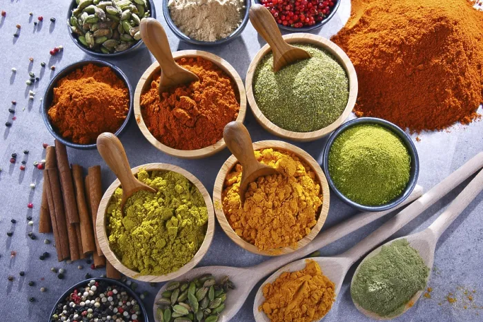 Framed Print : Variety of Spices Print on Kitchen Table Framed Print : Variety of Spices Print on Kitchen Table