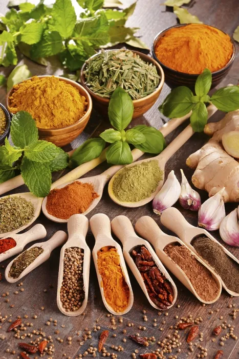 Framed Print : Variety of Spices on Kitchen Table Print Framed Print : Variety of Spices on Kitchen Table Print