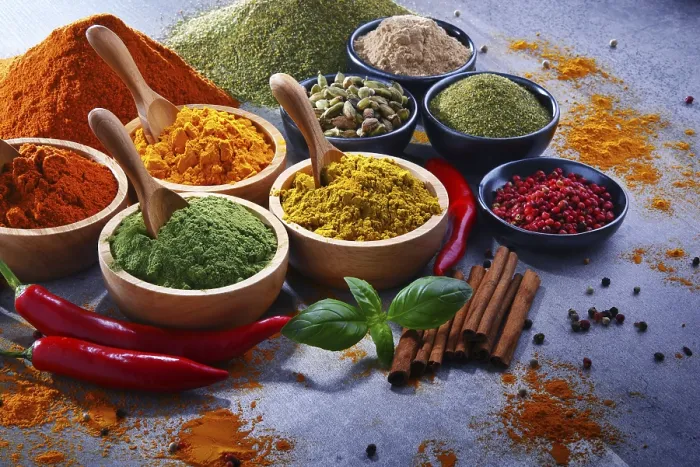 Framed Print : Variety of Spices on Kitchen Table Print Framed Print : Variety of Spices on Kitchen Table Print
