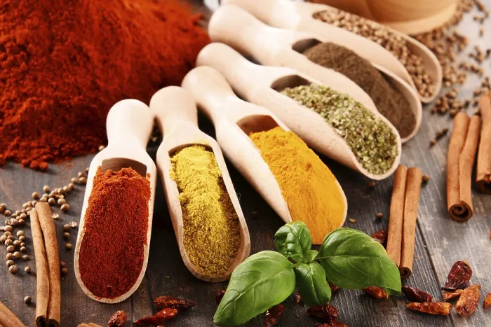 Framed Print : Variety of Spices Print on Kitchen Table Framed Print : Variety of Spices Print on Kitchen Table