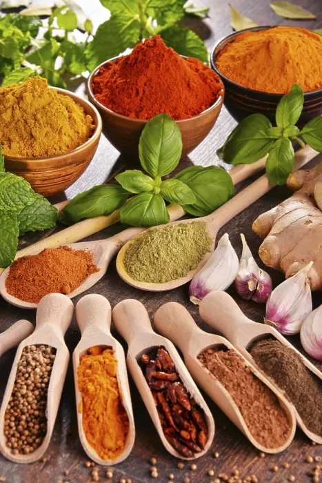 Framed Print : Variety of Spices Print on Kitchen Table Framed Print : Variety of Spices Print on Kitchen Table