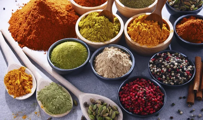 Framed Print : Variety of Spices Print on Kitchen Table Framed Print : Variety of Spices Print on Kitchen Table