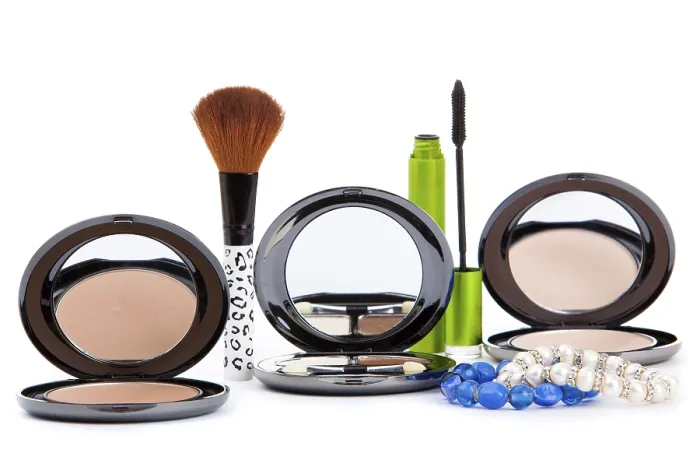Framed Print : Various Cosmetics Print - Makeup Products Isolated Framed Print : Various Cosmetics Print - Makeup Products Isolated