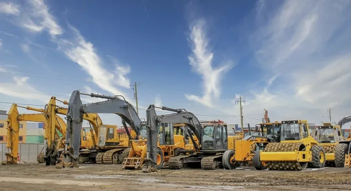 Framed Print : Winter Construction Site Print: Heavy Machinery in Action