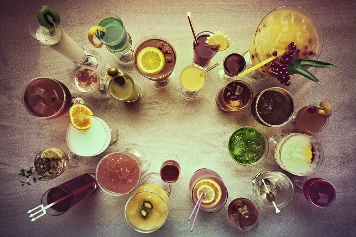 Framed Print : Various Long Drinks Print, Top View Framed Print : Various Long Drinks Print, Top View
