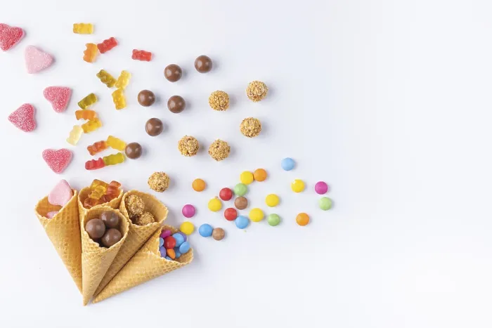 Framed Print : Various Sweets in Ice-Cream Cones Print Framed Print : Various Sweets in Ice-Cream Cones Print