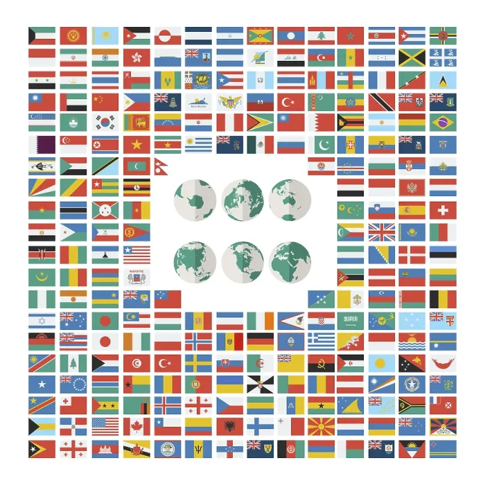 Framed Print : Vector Print of World Flags in Flat Style Framed Print : Vector Print of World Flags in Flat Style