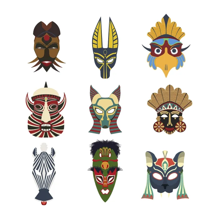 Framed Print : Vector Tribal Mask Print - Isolated Objects Framed Print : Vector Tribal Mask Print - Isolated Objects