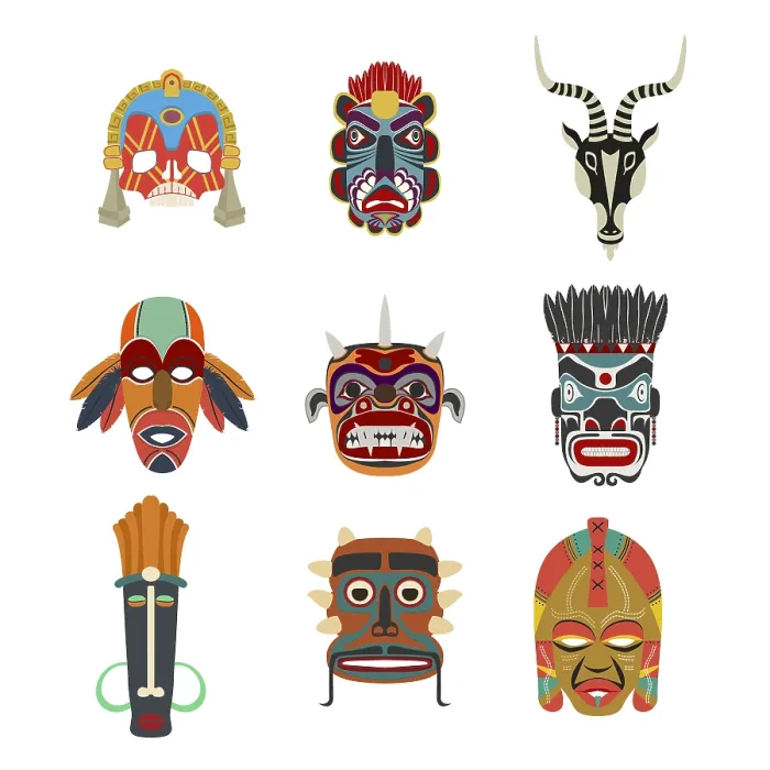 Framed Print : Vector Tribal Mask Print Collection Framed Print : Vector Tribal Mask Print Collection