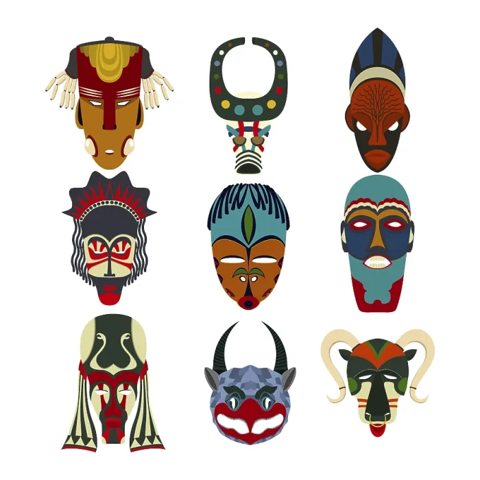 Framed Print : Vector Tribal Mask Print Set Framed Print : Vector Tribal Mask Print Set