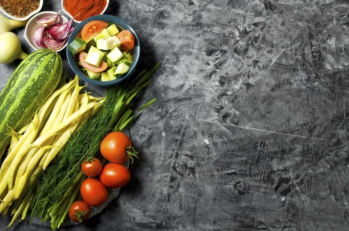 Framed Print : Fresh Vegetable Print on Gray Background Framed Print : Fresh Vegetable Print on Gray Background