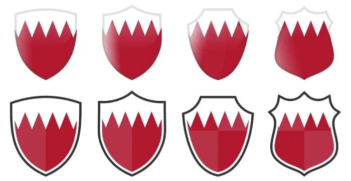 Framed Print : Vertical Bahrain Flag Shield Shape Print Framed Print : Vertical Bahrain Flag Shield Shape Print
