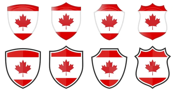 Framed Print : Vertical Canada Maple Leaf Flag Print in Shield Shape Framed Print : Vertical Canada Maple Leaf Flag Print in Shield Shape