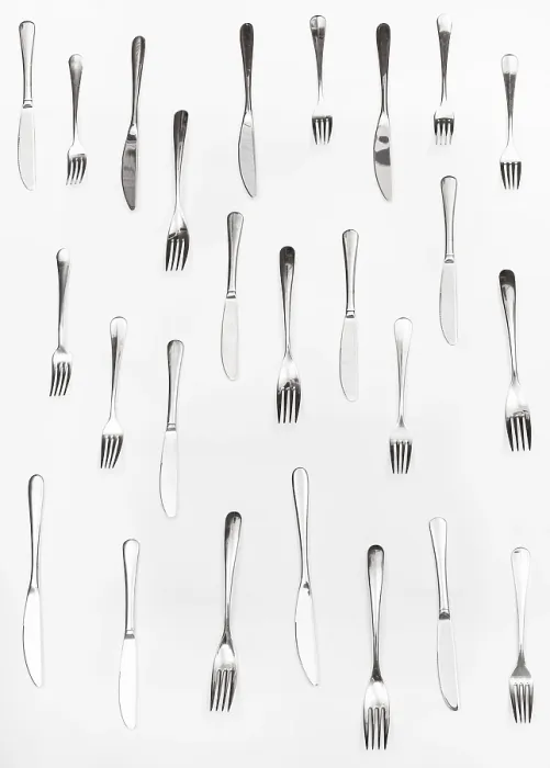 Framed Print : Vertical Set of Table Knives and Forks Print Framed Print : Vertical Set of Table Knives and Forks Print