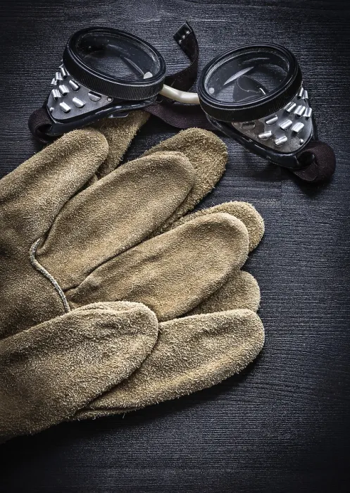 Framed Print : Vertical View Working Goggles and Gloves Print Framed Print : Vertical View Working Goggles and Gloves Print