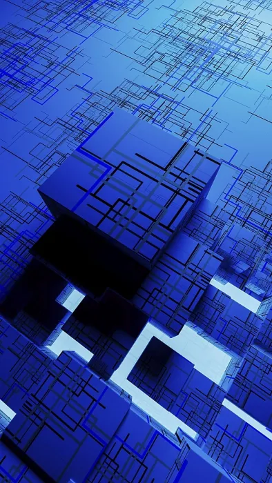 Framed Print : Interconnected Cubes Digital Landscape Print Framed Print : Interconnected Cubes Digital Landscape Print