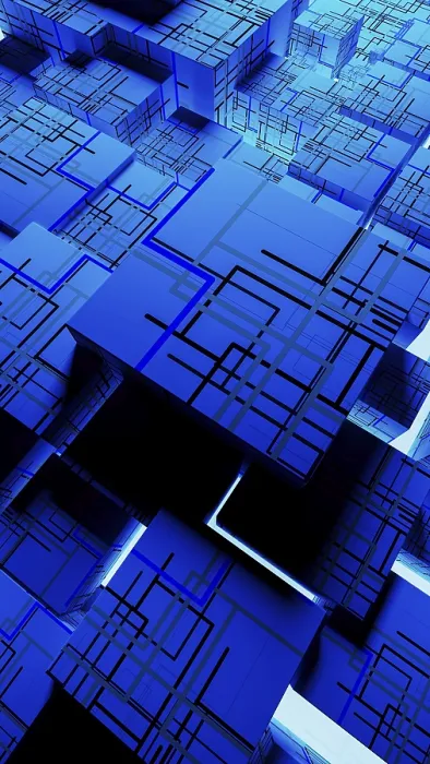 Framed Print : Vibrant Abstract Background Print: Interconnected Digital Cubes Framed Print : Vibrant Abstract Background Print: Interconnected Digital Cubes