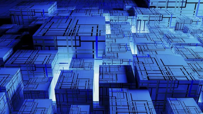 Framed Print : Vibrant Abstract Background Print: Interconnected Cubes in Digital Landscape Framed Print : Vibrant Abstract Background Print: Interconnected Cubes in Digital Landscape