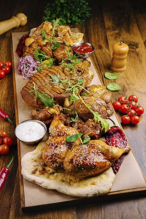Framed Print : A Vibrant Platter Grilled Chicken Print Framed Print : A Vibrant Platter Grilled Chicken Print