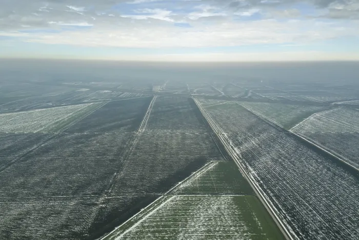 Framed Print : Top View of Agricultural Fields Covered with Snow Print Framed Print : Top View of Agricultural Fields Covered with Snow Print
