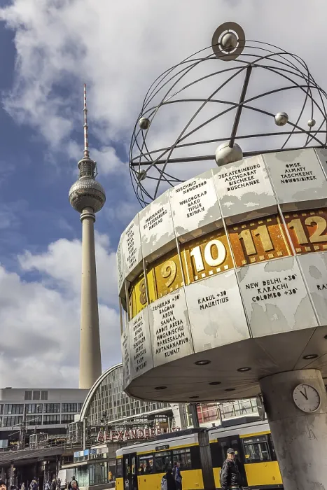 Framed Print : View of Alexanderplatz in Berlin Print - Landmark World Clock and Tram Framed Print : View of Alexanderplatz in Berlin Print - Landmark World Clock and Tram