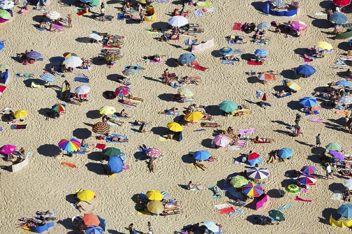 Framed Print : View from Above: Nazare Beach Scene Print Framed Print : View from Above: Nazare Beach Scene Print