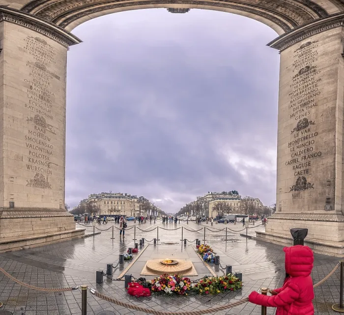 Framed Print : View from under the Arch of Triumph Print - Paris Framed Print : View from under the Arch of Triumph Print - Paris