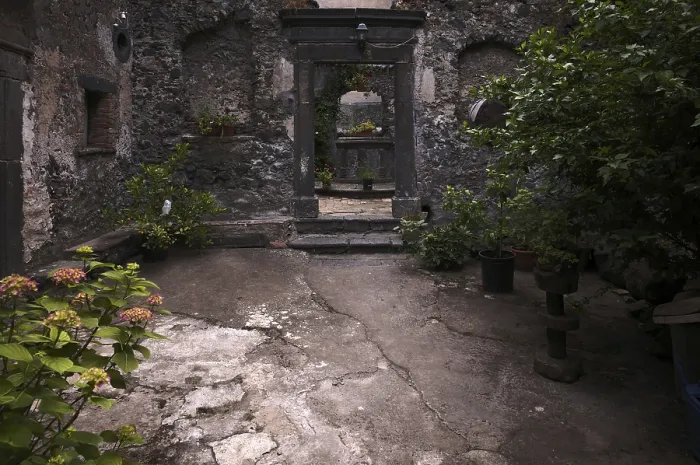 Framed Print : View into Backyard, Volcanic Rock Print, Randazzo, Sicily Framed Print : View into Backyard, Volcanic Rock Print, Randazzo, Sicily