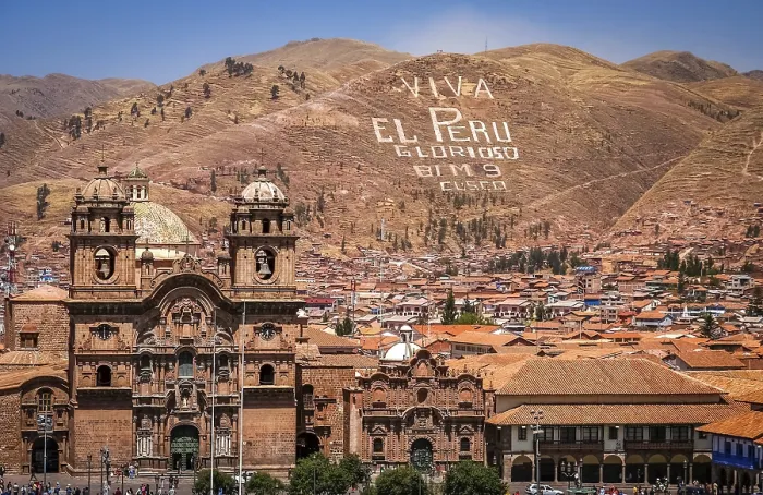 Framed Print : View of the centre of Cusco city with the Cathedral, Print, Peru