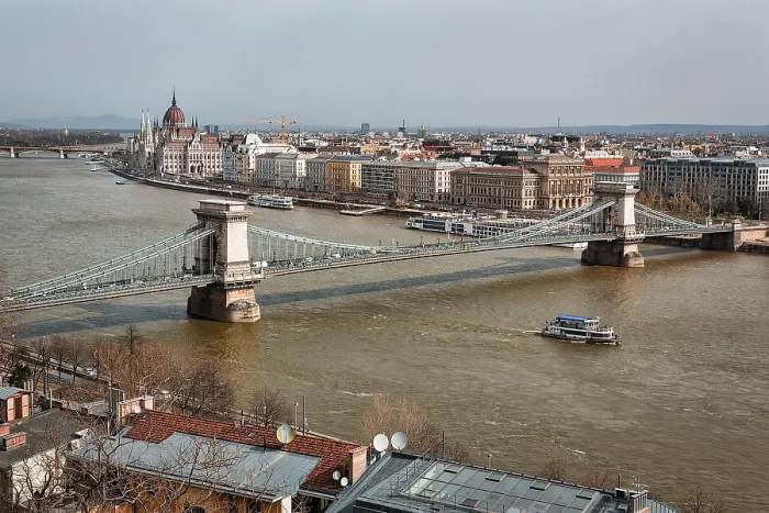 Framed Print : View from above of the Chain Bridge Print, Budapest, Hungary Framed Print : View from above of the Chain Bridge Print, Budapest, Hungary