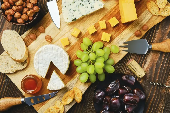 Framed Print : Top View of Cheese Plate Print with Dorblu and More Framed Print : Top View of Cheese Plate Print with Dorblu and More