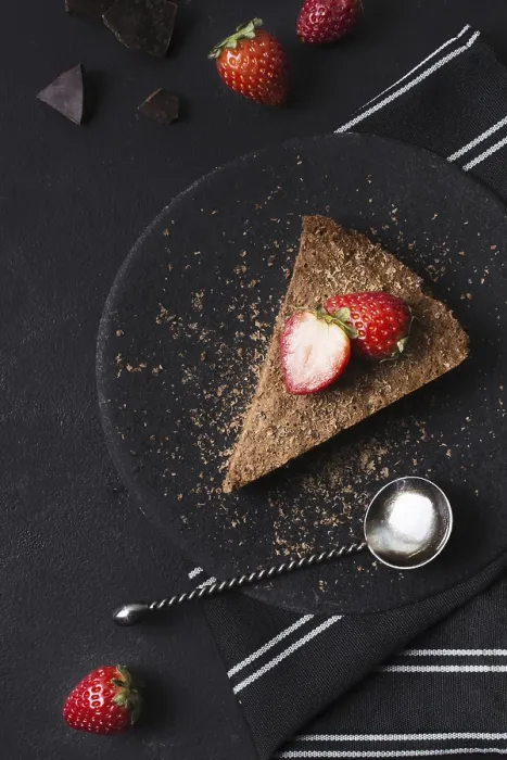 Framed Print : Top View Chocolate Cake Print - High Quality Photo