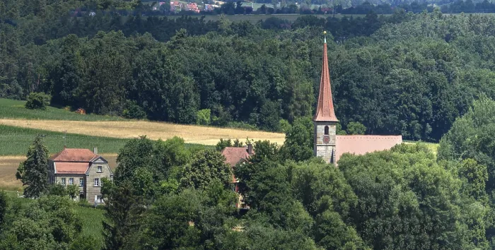 Framed Print : View of the church ensemble, Beerbach, Germany Print Framed Print : View of the church ensemble, Beerbach, Germany Print