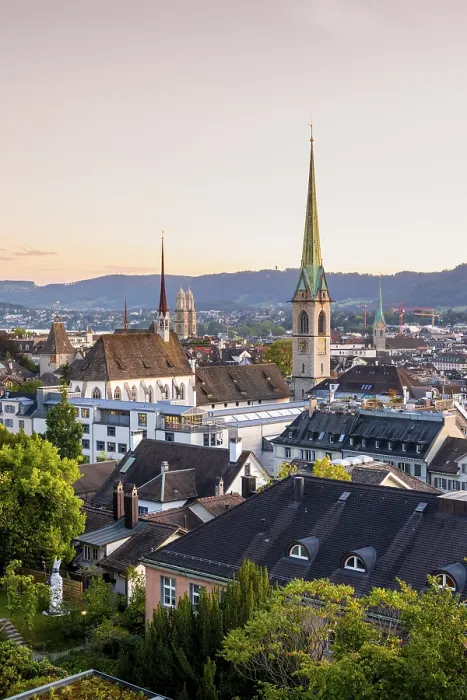 Framed Print : View of Zurich's Old Town at Evening, Print Framed Print : View of Zurich's Old Town at Evening, Print